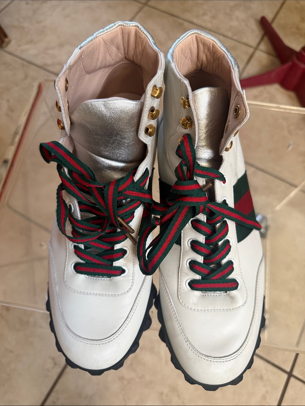 Gucci white leather high-top sneakers - no box - Picture 2 of 16